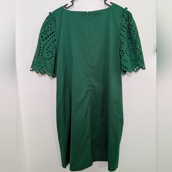 Chico’s Kelly Green Eyelet Lace Sheath Dress | Quiet Luxury Business Size 16 - Picture 4 of 8